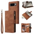 For Google Pixel 8 Pro Multifunctional Multi-Card Wallet Phone Leather Case(Brown)
