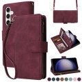 For Samsung Galaxy S23 FE 5G Crossbody Multi-card Slot Wallet Zipper Leather Phone Case(Wine Red)
