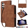 For Samsung Galaxy S23 FE 5G Crossbody Multi-card Slot Wallet Zipper Leather Phone Case(Brown)