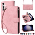 For Samsung Galaxy S23 FE 5G Crossbody Multi-card Slot Wallet Zipper Leather Phone Case(Pink)