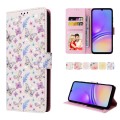 For Samsung Galaxy A05 Bronzing Painting RFID Leather Case(Pansies)