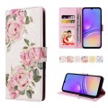 For Samsung Galaxy A05 Bronzing Painting RFID Leather Case(Rose Flower)