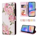 For Samsung Galaxy A05s Bronzing Painting RFID Leather Case(Rose Flower)