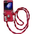 For Samsung Galaxy Z Flip4 5G Impression Camellia Pattern Protective Phone Case with Long Lanyard(Re