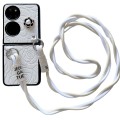 For Huawei P50 Pocket Impression Camellia Pattern Protective Phone Case with Long Lanyard(White)
