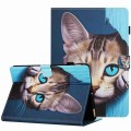 For Amazon Kindle 11th 2022 Painted Pattern Stitching Smart Leather Tablet Case(Blue Cat)