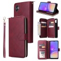 For Samsung Galaxy A05 9-Card Slots Zipper Wallet Bag Leather Phone Case(Wine Red)