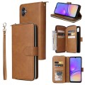 For Samsung Galaxy A05 9-Card Slots Zipper Wallet Bag Leather Phone Case(Brown)