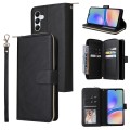 For Samsung Galaxy A05s 9-Card Slots Zipper Wallet Bag Leather Phone Case(Black)