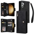 For Samsung Galaxy S24+ 5G Rivet Buckle 9 Cards 3-Fold Wallet Leather Phone Case(Black)