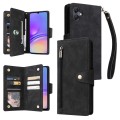 For Samsung Galaxy A05 Rivet Buckle 9 Cards 3-Fold Wallet Leather Phone Case(Black)