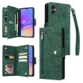 For Samsung Galaxy A05 Rivet Buckle 9 Cards 3-Fold Wallet Leather Phone Case(Green)