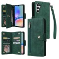 For Samsung Galaxy A05s Rivet Buckle 9 Cards 3-Fold Wallet Leather Phone Case(Green)
