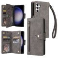 For Samsung Galaxy S23 FE 5G Rivet Buckle 9 Cards 3-Fold Wallet Leather Phone Case(Grey)