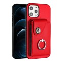 For iPhone 12 Organ Card Bag Ring Holder Phone Case(Red)
