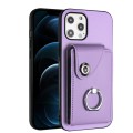 For iPhone 12 Pro Max Organ Card Bag Ring Holder Phone Case(Purple)