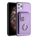 For iPhone 11 Pro Organ Card Bag Ring Holder Phone Case(Purple)