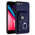 For iPhone 8 Plus / 7 Plus Organ Card Bag Ring Holder Phone Case(Blue)