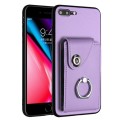 For iPhone 8 Plus / 7 Plus Organ Card Bag Ring Holder Phone Case(Purple)