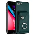 For iPhone 8 Plus / 7 Plus Organ Card Bag Ring Holder Phone Case(Green)