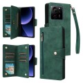 For Xiaomi 13T Pro 5G /13T 5G Global Rivet Buckle 9 Cards Three Fold Leather Phone Case(Green)