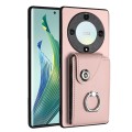 For Honor X9a / Magic5 Lite Organ Card Bag Ring Holder PU Phone Case(Pink)