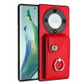 For Honor X9a / Magic5 Lite Organ Card Bag Ring Holder PU Phone Case(Red)