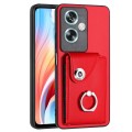 For OPPO A79 5G Global Organ Card Bag Ring Holder PU Phone Case(Red)