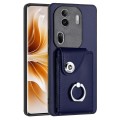 For OPPO Reno11 Pro Global Organ Card Bag Ring Holder PU Phone Case(Blue)