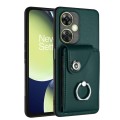 For OnePlus Nord CE 3 Lite Organ Card Bag Ring Holder PU Phone Case(Green)