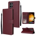 For Samsung Galaxy S24 Ultra 5G 3-Card Slots Multifunctional Leather Phone Case(Wine Red)