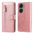 For Huawei nova 11 SE Fashion Calf Texture Zipper Leather Phone Case(Rose Gold)