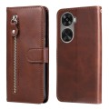 For Huawei nova 11 SE Fashion Calf Texture Zipper Leather Phone Case(Brown)