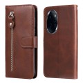 For Honor 100 Pro Fashion Calf Texture Zipper Leather Phone Case(Brown)