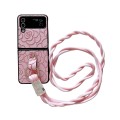 For Samsung Galaxy Z Flip4 5G Impression Camellia Pattern Protective Phone Case with Diamond Ring Lo