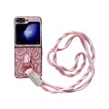 For Samsung Galaxy Z Flip5 5G Impression Camellia Pattern Protective Phone Case with Diamond Ring Lo