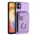 For Samsung Galaxy A04 4G Organ Card Bag Ring Holder PU Phone Case(Purple)