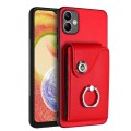 For Samsung Galaxy A04 4G Organ Card Bag Ring Holder PU Phone Case(Red)