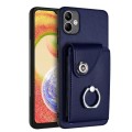 For Samsung Galaxy A04e / M04 / F04 4G Organ Card Bag Ring Holder PU Phone Case(Blue)