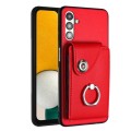 For Samsung Galaxy A13 5G / A04s Organ Card Bag Ring Holder PU Phone Case(Red)
