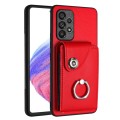 For Samsung Galaxy A52 5G Organ Card Bag Ring Holder PU Phone Case(Red)