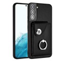 For Samsung Galaxy S22+ 5G Organ Card Bag Ring Holder PU Phone Case(Black)