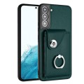 For Samsung Galaxy S22+ 5G Organ Card Bag Ring Holder PU Phone Case(Green)
