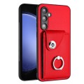 For Samsung Galaxy S23 FE 5G Organ Card Bag Ring Holder PU Phone Case(Red)