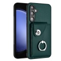 For Samsung Galaxy S23 FE 5G Organ Card Bag Ring Holder PU Phone Case(Green)
