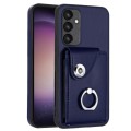 For Samsung Galaxy A34 5G Organ Card Bag Ring Holder PU Phone Case(Blue)