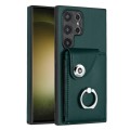 For Samsung Galaxy S24 Ultra 5G Organ Card Bag Ring Holder PU Phone Case(Green)