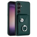 For Samsung Galaxy S24+ 5G Organ Card Bag Ring Holder PU Phone Case(Green)
