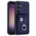 For Samsung Galaxy S24 5G Organ Card Bag Ring Holder PU Phone Case(Blue)