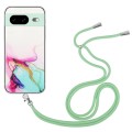 For Google Pixel 8 Hollow Marble Pattern TPU Phone Case with Neck Strap Rope(Green)